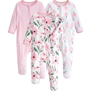 Yoofoss Baby Pajama 100% Organic Cotton Baby Sleeper for 6-9 Month Boys Girls Clothes, 1-Pack Soft infant Toddler Footed PJs with Mitten Cuffs, Zipper Footies Pajama
