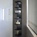7 Tier Wall Shelves with Led Light, Lack Wall Shelf Unit, Vertical Shelf with Remonte Control,Black Shelves