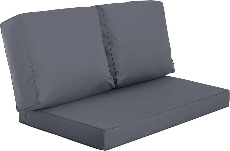 Outdoor Loveseat Cushion, Fade Resistant Waterproof Deep Seat and Backrest Cushion Set for Chair Couch Swing, 46x24 Inch,Dark Grey