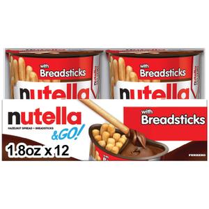 Nutella & GO! Chocolate Hazelnut Spread with Cocoa + Breadsticks, 12 Snack Packs, 1.8 oz Each (EXP 08/12/26)