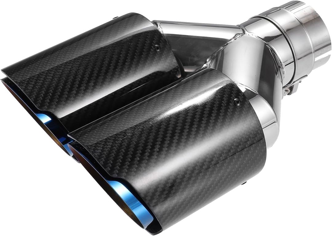 Car Exhaust Tip Tail Pipe, 2.4 Inch Inlet 7.09 Inch Outlet 9.84 Inch Length Universal for Rear Dual Muffler Anti-Corrosion Stainless Steel Flame Blue Black
