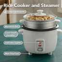 OVENTE Electric Rice Cooker and Food Steamer – 10-Cup Cooked Capacity (5 Cups Uncooked), Nonstick Removable Pot, Keep Warm Function, Steaming Basket, Measuring Cup & Spatula Included, White RCS01W