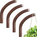 Juexica 4 Pcs Plant Hanger Wooden, 8 Inch Hanging Plant Hooks for Indoors and Outdoor, Wall Mounted Hanging Hook Brackets for Planters Lanterns Wind Chimes and Bird Feeders Patio Decor(Coffee Color)