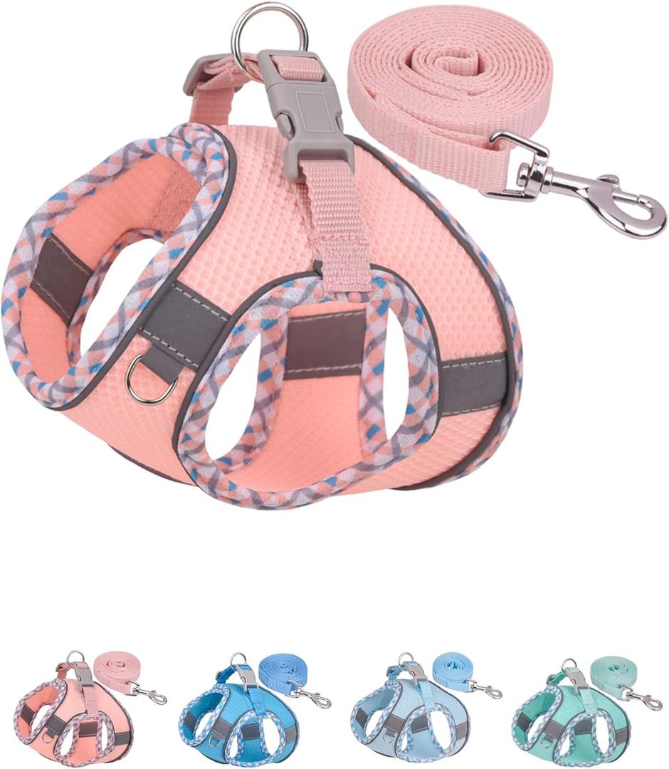 Petank Dog Harness for Small Medium Dogs No Pull, Puppy Harness and Leash Set, Step in Dog Harness for Walking, Running, Training, Small Dog Vest (Pink, S)