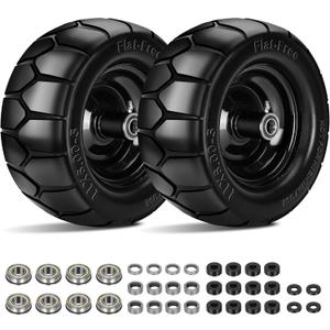 11x6.00-5 Flat Free Tire,2 Pack 11x6.00-5 Tires for Zero Turn Mower With 3/4 & 5/8" or 1/2 Bearing,6"-8" Centered Hub,11x6-5 Lawn Mower Tires Flat Free,Load 400lbs