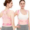Vicorrect Posture Corrector for Women and Men: Back Support Brace Relieve Upper Back Shoulders Pain (Pink, Medium)
