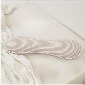 Firm Buckwheat Neck Pillow, Adjustable Height, Cervical Back Support for Neck Pain Relief, Cool Stripe Bone Shape Pillow for Recliner Sleeping, Khaki 19"X7"