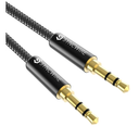SYNCWIRE 3.5mm Aux Cable (9.8ft/3m) Hi-Fi Sound Nylon Braided Auxiliary Audio Cable Adapter Male to Male AUX Cord for Headphones, Car, Home Stereos, Speaker, iPhone, iPad, iPod, Echo & More Black