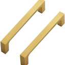 Ravinte 5 Pack Solid 4 Inch Kitchen Square Cabinet Handles Brushed Brass Cabinet Pulls Drawer Pulls Kitchen Cabinet Hardware Handles