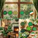 2 x St. Patricks Day Decorations, 36 Pcs Wooden St. Patricks Day Ornaments, Shamrock Hanging Ornaments St Patricks Day Tree Decorations with Twine for Home Party Decor, 12 Styles