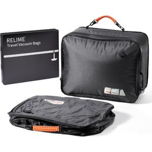 Relime Apex Series Vacuum Bags for Travel Luggage, 180 Open, Reusable Compression Bags for travel Pack, Vacuum Seal Packing Cube for Cloth (2Medium No Pump)