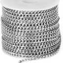 33FT Stainless Steel Cuban Chain Roll 3MM Width Diamond-Cut Curb Link Chains Spool Bulk for DIY Crafts Jewelry Making