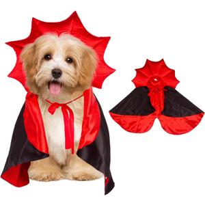 ADOGGYGO Halloween Dog Costume Dog Vampire Devil Costume Dog Halloween Cloak Cape Red Black Halloween Vampire Costumes for Small Dogs (Black&Red, Small)