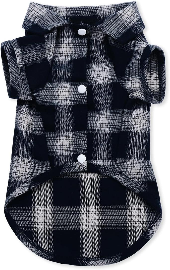 Koneseve Dog Shirt, Pet Plaid Clothes T-Shirt Sweater Matching Breathable for Small Medium Large Dog Cat Puppy Adorable Casual Cozy Halloween Thanksgiving Christmas Costumes (Blue,4XL)