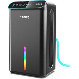 Dehumidifier for Home 1000 sq.ft - Small Quiet Dehumidifier with Auto Shut Off, Aromatherapy, 3 Gear Timer, Sleep Mode, 7-Color LED Light, Drain Hose for Bedroom, Bathroom, Basement, RV(Matte Black)