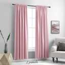 DONREN Pink Blackout Curtains for Girls - Room Home Decoration Privacy Protection Thermal Insulated Blackout Window Drape with Rod Pocket Pink, 52"W x 90"L (Pack of 2)