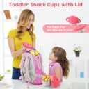 Bufilea 1 Pack Snack Containers for Toddlers, Stainless Steel Toddler Snack Cups with Silicone Food Catcher & Lids,Snack Cups for toddlers Spill Proof (Rosepink)