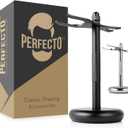 Perfecto Deluxe Black Razor and Brush Stand - The Best Safety Razor Stand. This Will Prolong The Life Of Your Shaving Brush, Best Valentine's Day Gift for Him, Gift For Dad Men, Shaving Accessories.
