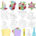 Watersay 40 Set DIY Hanukkah Suncatcher Craft Chanukah Paper Suncatchers Crafts Stained Glass Effect Paper Star of David Jewish Menorah Suncatcher Crafts for Window Art Classroom Art Decor