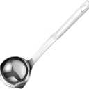12inch 304 Stainless Steel Silver Oil Separator Soup Ladle, Grease Filter Scoop, Fat Separator Oil Separator for Cooking, Kitchen, Separate Fat, Filter Out Water and Oil