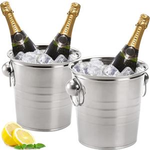 ZENFUN 2 Pack 3 Quart Ice Bucket with Handles, Beverage Tub with Handles, Galvanized Metal Ice Bucket, Drink and Wine Chiller for Bar, Party, BBQ, Great for Indoor and Outdoor Use