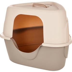 Amazon Basics Cat Litter Box with Lid, No-Mess, Spacious Enclosed Design with Odor Control, Easy Access, Stain Resistant, 26" x 23" x 20", Charcoal