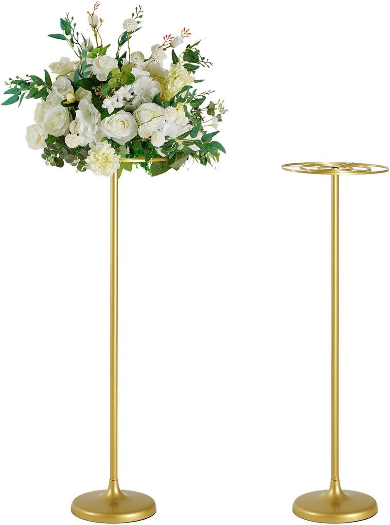 2pcs Tall Wedding Flower Stand 39.37" Wedding Centerpieces for Tables Gold Centerpieces Metal Flower Floor Vase for Party Event Wedding Reception
