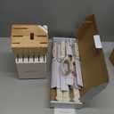 Knife Set,Astercook Kitchen Knife Set with Block 14-Piece Full Tang Stainless Steel Knives with Sharpener Dishwasher Safe and Anti-Slip Ergonomic Handle Elegant Cream White Utensils Set