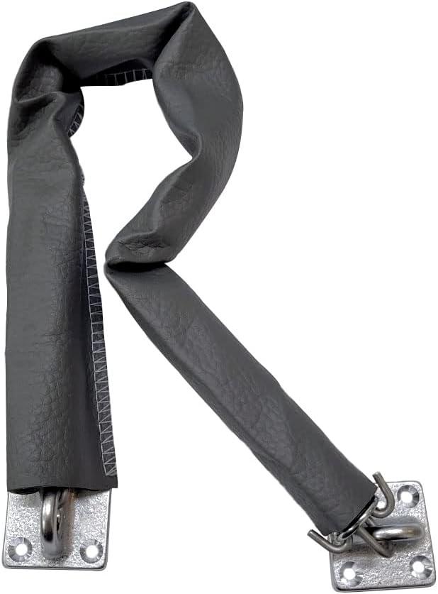 QCAA Extra Heavy Storm Door Chain Check, for Heavy Commercial Door, 20-1/2" Length Overall, Solid Brass Bracket Satin Chrome Plated, 304 Stainless Steel Hook, Grey Textured Vinyl Cover, 1 Pack