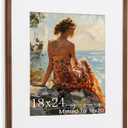 18x24 Poster Frame with Mat for 16x20, USA-Sourced Natural Walnut Wood with Mortise & Tenon Construction, High-Clarity Glass, Handcrafted Rounded Corner Gallery Wall Decoration