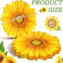 Teling 50 Packs Sunflower Paper Disposable Placemats 13 Inch Sunflower Summer Table Placemats for Bridal Baby Shower Birthday Party Supplies Decorations