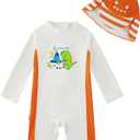 upandfast Baby/Toddler Swimsuit UPF 50+ Sun Protection One Piece Zipper Bathing Suit with Sun Hat Infant Beach Swimwear, 18-24M