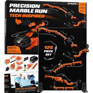 Precision Marble Run - 125 Piece STEM Building Set - Educational Learning Science Toys Kits for Kids Ages 5+ Adults - 3D Marble Maze Construction Game, Christmas Birthday Gifts for Boys, STEM Project