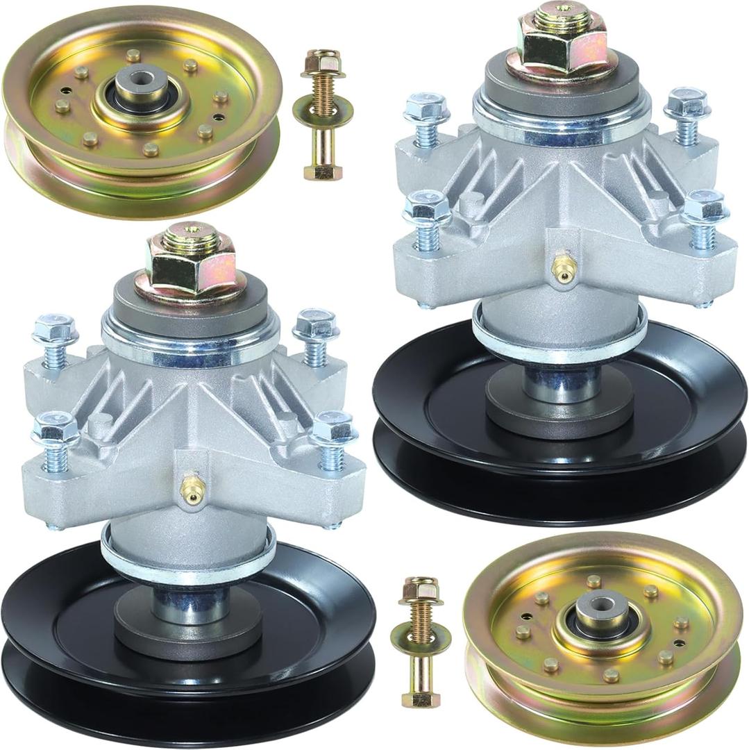 2 Pack 918-04129 Spindle Assembly with 756-04129B Idler Pulley Replaces Cub Cadet 618-04129B, 618-04129, 918-04129B, 918-04129A, 618-04129A for Cub Cadet LT1050 LT1024 SLT1554 50" 54" Deck