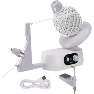 GIATAISH Rechargeable Portable Electric Yarn Winder,Upgraded Design for 10 oz Capacity,Stepless Speed Control Automatic Yarn Spinning Machine Ideal for Crochet Enthusiasts - Gray