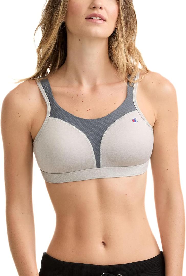 Champion Womens Women's Sports Bra, High-Impact, Maximum Support, Breathable, Moisture Wicking (40DDD, Oxford Heather/Medium Grey)