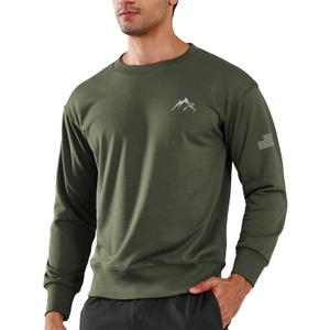 NORTHYARD Men's Crewneck Sweatshirt Long Sleeve Cotton Sweat Shirt Lightweight Athletic Workout Sport Gym Running Sweatshirts (XX-Large, Armygreen)