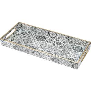MAONAME Plastic Vanity Tray, Bathroom Counter Tray, Decorative Trays with Handles, Storage Dresser Trays Organizer for Toilet Tank, Jewelry, Makeup, 13.8" x 6" x 1.57"