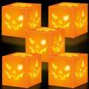 20 PCS Halloween Pumpkin Boxes with Lights - Orange Light Boxes Pumpkin Grimace Patterns for Indoor Outdoor Halloween Decorations