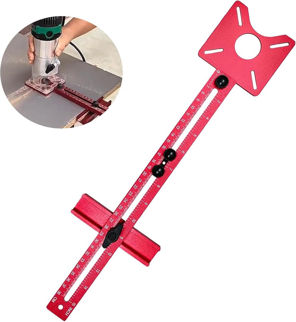 4 in 1 Router Milling Groove Bracket, Router Circle Cutting Jig for Router Tool, Cabinet Hardware Jig for Router Tool, Multifunctional Router Jig for Woodworking Wood Router Tool