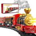 Train Set for Kids 3-5 4-7, Classic Electric Train Toys Set with Locomotive Engine, Lights & Sound Spray, Tracks for Christmas Tree, Toy Train Set for 3 4 5 6 Years Old Kids Boys Girls