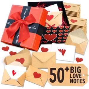 50+ Mini Love Notes with Envelopes, Blank Note Cards Set in Gift Box, DIY Valentine Cards, Mothers Day Gifts For Wife, Valentines Day Gifts for Him, Her, Boyfriend, Girlfriend, Wife, Husband, Love Notes for Birthday, Anniversary