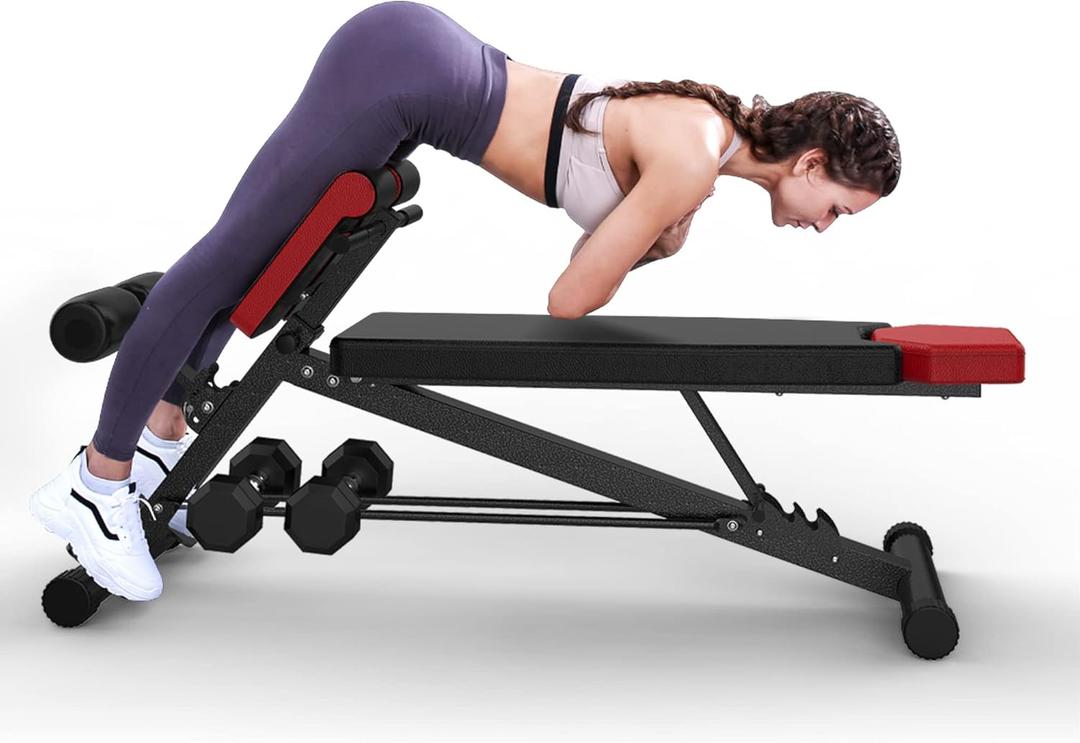 Finer Form Multi-Functional Weight Bench for Full All-in-One Body Workout  Versatile Adjustable Workout Bench for Home Gym. Fitness equipment perfect for Back HyperExtension, Bench Press, Roman Chair Exercise, Sit up. Adjusts to Decline or Flat Bench.
