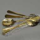 6 Pieces Serving Spoons Set, 8.7 Inch Serving Spoon, Includes 3 Server Spoon and 3 Slotted Spoons, Stainless Steel Buffet Banquet Large Utensils Cutlery Set for Kitchen, Gold