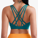 RUNNING GIRL Sports Bras for Women, Medium-High Impact Running Strappy Sports Bra with Removable Pads Color: Green Size:M