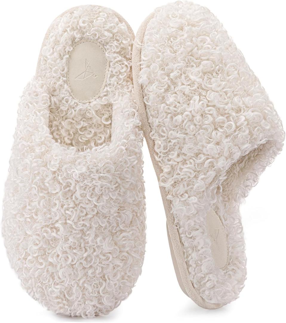 RockDove Women's Twirl Fleece Cozy Scuff Slippers with Memory Foam, Indoor Non-Slip Rubber Sole, Gift-Ready House Shoes