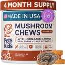 Pets are Kids Turkey Tail Mushroom for Dogs with Organic Real Turkey Tail - 8:1 Extract Mushroom Chews for Lumps & Bumps, Immunity, Gut, Skin, Joint & Spine Support - Reishi, Lions Mane - 120 Chews, Exp Date 02 28 