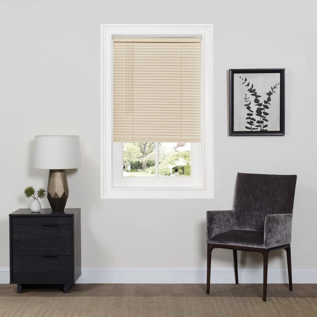 Cordless Room Darkening Mini Blind - 23 Inch Width, 64 Inch Length, 1" Slat Size - Alabaster - Cordless GII Deluxe Sundown Horizontal Windows Blinds for Interior by Achim Home Decor