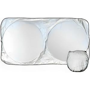 Windshield Sunshade - Ultimate Sun Shield Heat Protection & UV Blockage - 210T Heavy-Duty Strong Micro-Weave Fabric - Protect Your Car Dash Upholstery from Sun Damage - 59 W x 27.5 H