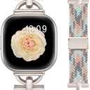 Wearlizer Magnetic Band Compatible with Fitbit Versa 4 3/Sense 2 1 Bands | Women Men Designer D-Shape Stretchy Braided Elastic Nylon Strap for Versa 3 4 Sense 2 1 Smartwatch Accessories
